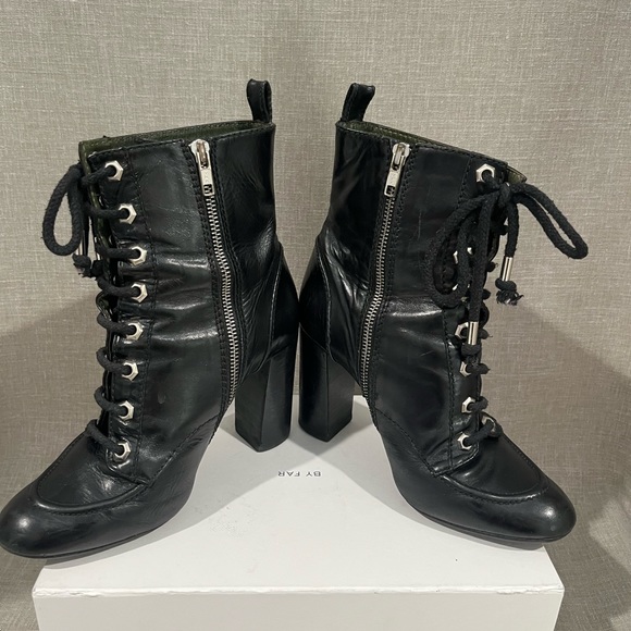 KURT GEIGER LONDON Laced and zippered ankle boots in black, size 39. - Picture 6 of 15